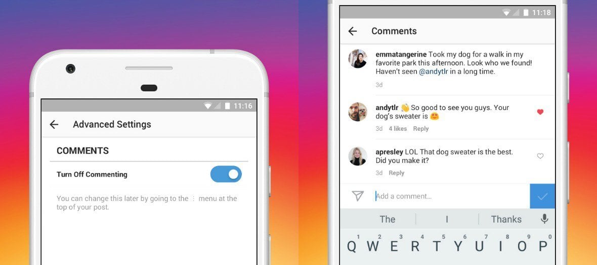 Instagram permite curtir ou desativar comentários e remover seguidores