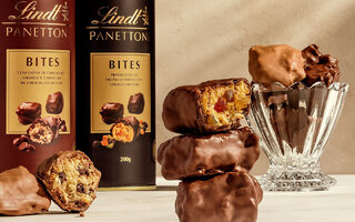 Panettone Bites Frutas com Chocolate Dark, da Lindt